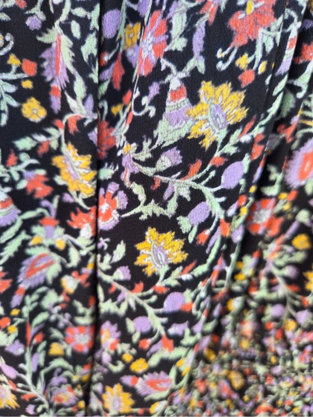 Anthropologie Black Floral Smocked Off-Shoulder Crop Top Cottagecore Romantic - Picture 5 of 7